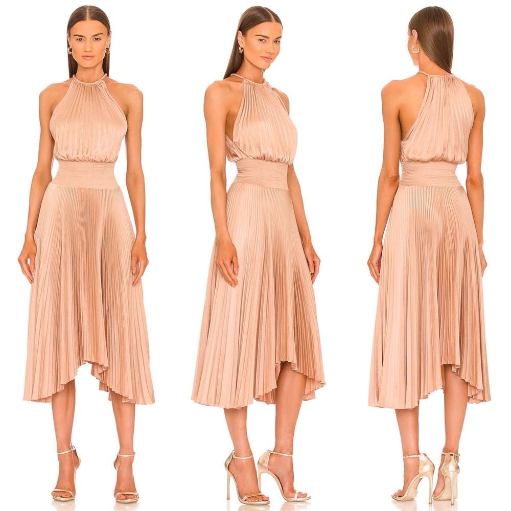A.L.C. Renzo II Pleated Midi Dress in Bella Nude Size 0